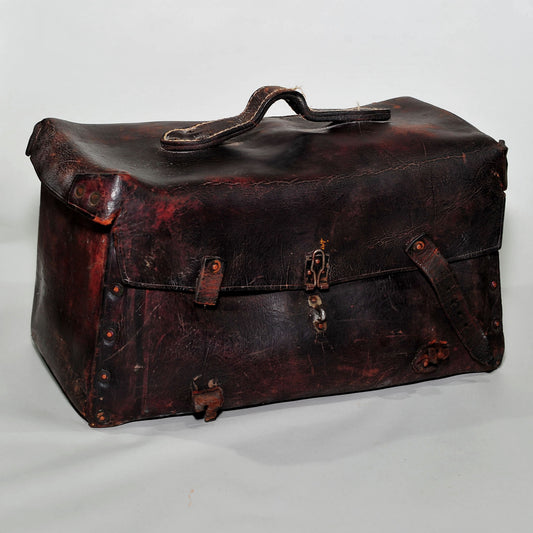 Antique Railway Engineer's Leather Toolbox — Thick Leather