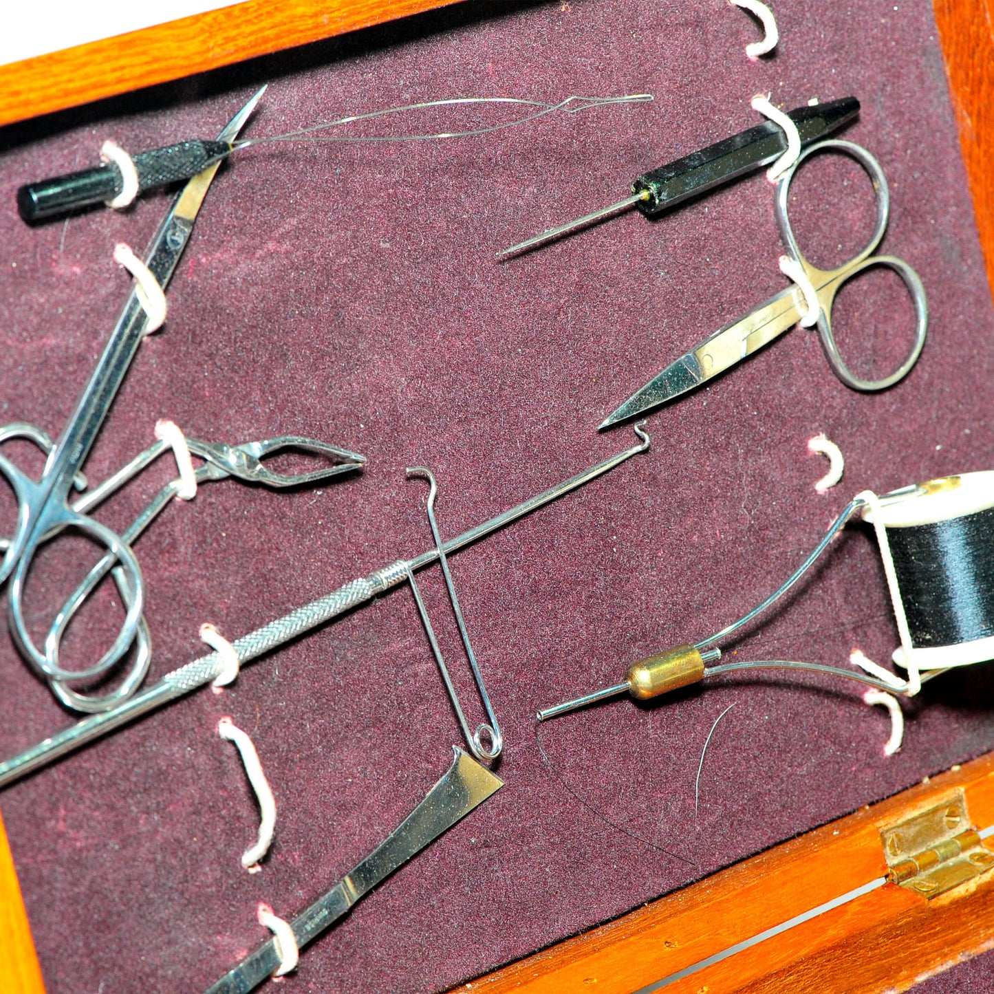Vintage Sunrise India Fly Tying Tool Set in Fitted Wooden Box
