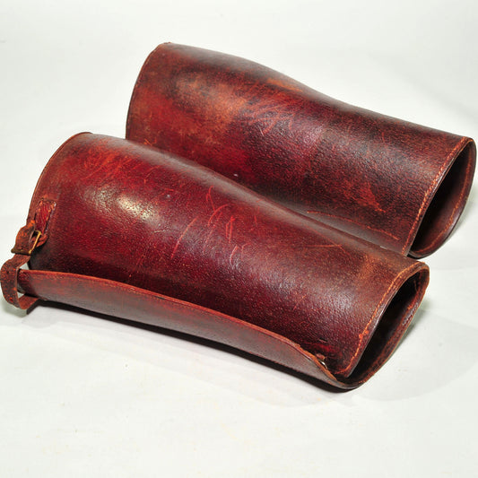 British Army Leather Gaiters — Anglo-Boer War Era, Genuine Leather, Good Condition