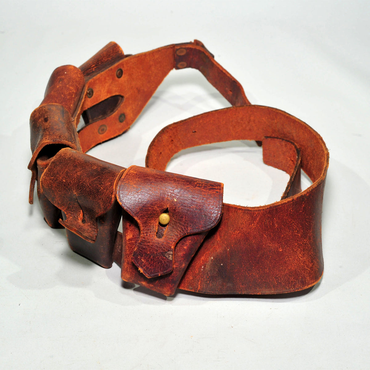 British Army Leather Ammunition Bandolier — Anglo-Boer War Era, With Issues (Missing Brass Buckle)