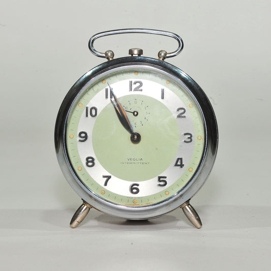Veglia Intermittent Mechanical Alarm Clock — Polished Chrome, Working, Very Good Condition