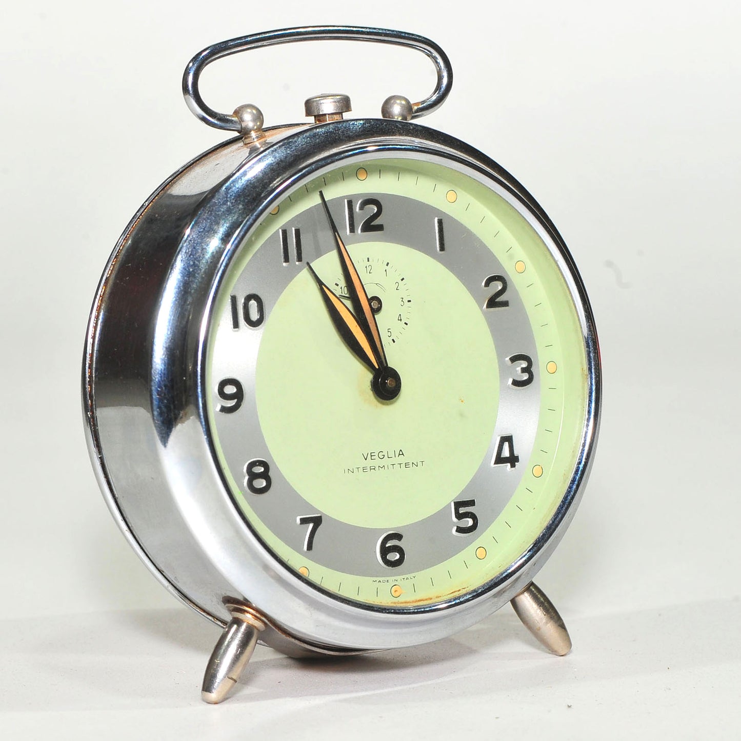Veglia Intermittent Mechanical Alarm Clock — Polished Chrome, Working, Very Good Condition