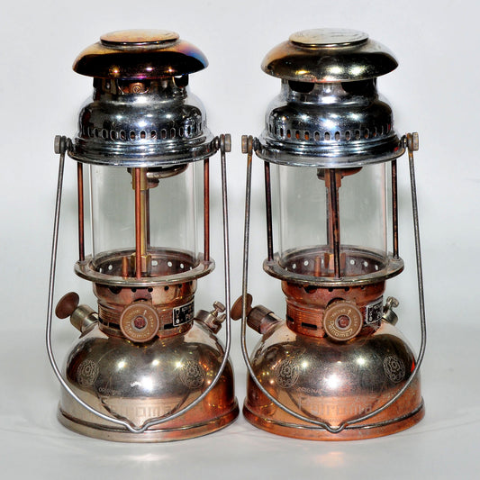 Petromax 821 Lanterns — Matching Original Pair, Complete with Original Globes