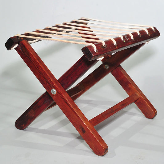 Antique Stinkwood Folding Camping Chair — Riempie Seat