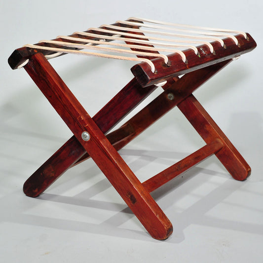 Antique Stinkwood Folding Camping Chair — Riempie Seat