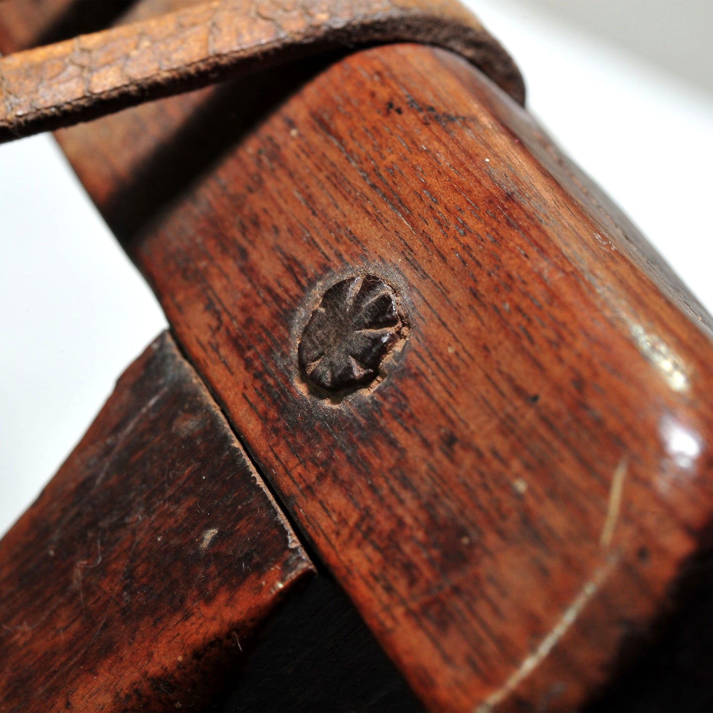 Antique Stinkwood Folding Camping Chair — Original Raw Hide Riempies