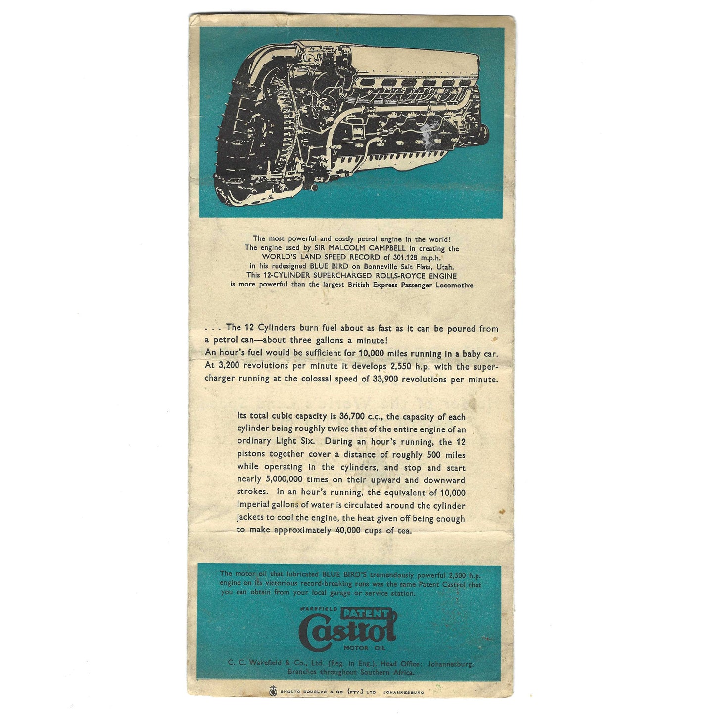 Castrol "The Story of Bluebird — The Fastest Car in the World" — Vintage Booklet