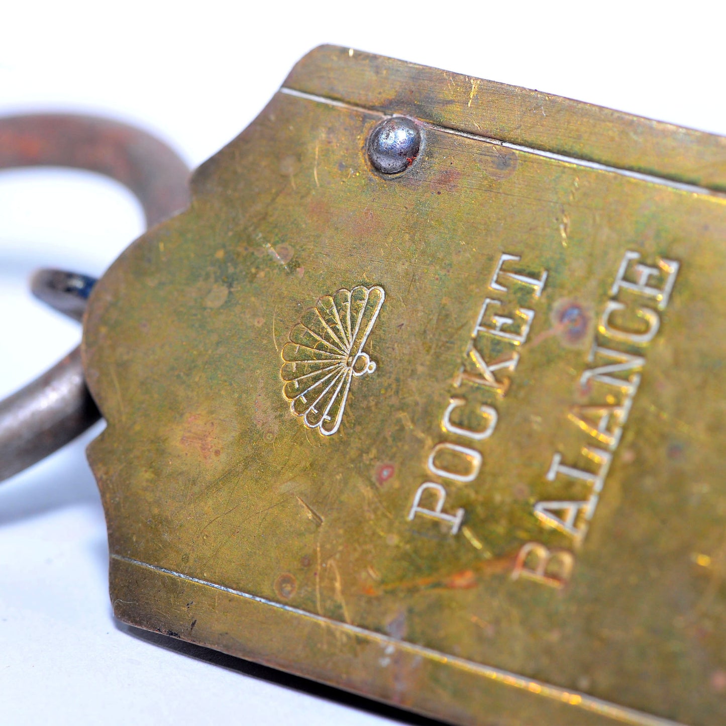 Brass Pocket Balance — 100lb, Germany, Fan/Peacock Logo, Good Condition