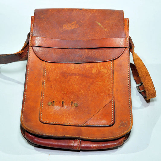 Vintage Leather Cross-Body Satchel — Brown, Patina, 39x24cm