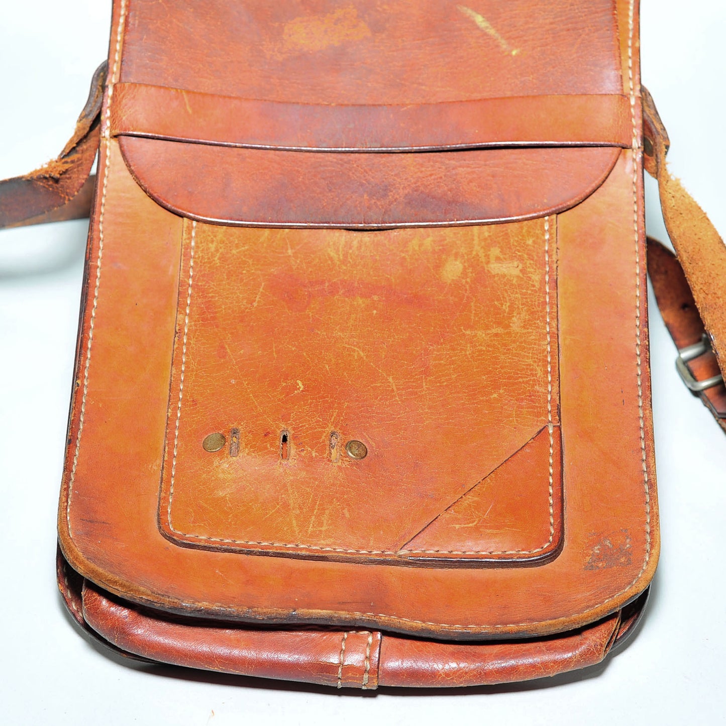Vintage Leather Cross-Body Satchel — Brown, Patina, 39x24cm