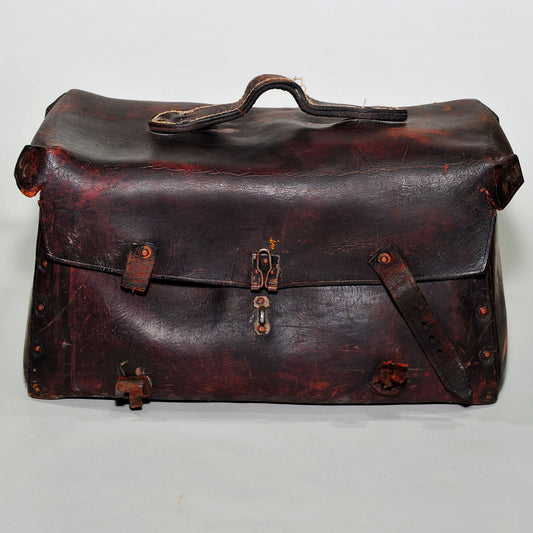 Antique Railway Engineer's Leather Toolbox — Thick Leather, 40x30x30cm