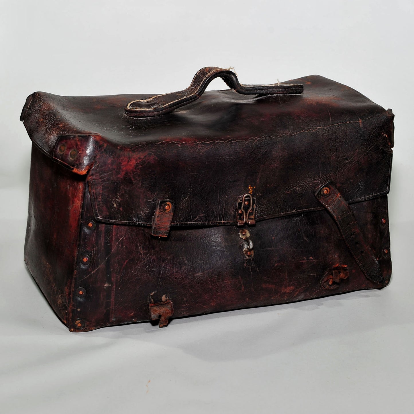 Antique Railway Engineer's Leather Toolbox — Thick Leather