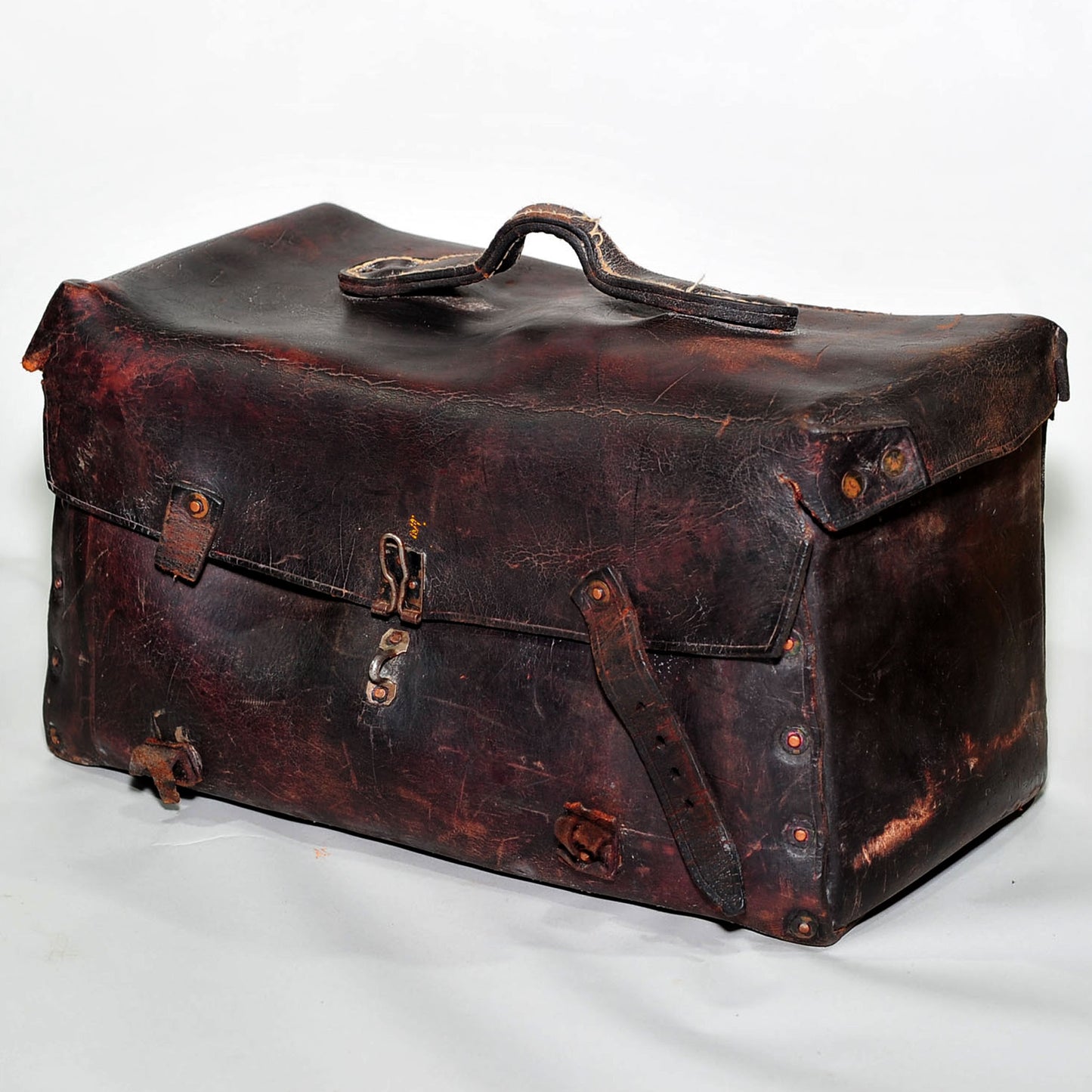 Antique Railway Engineer's Leather Toolbox — Thick Leather