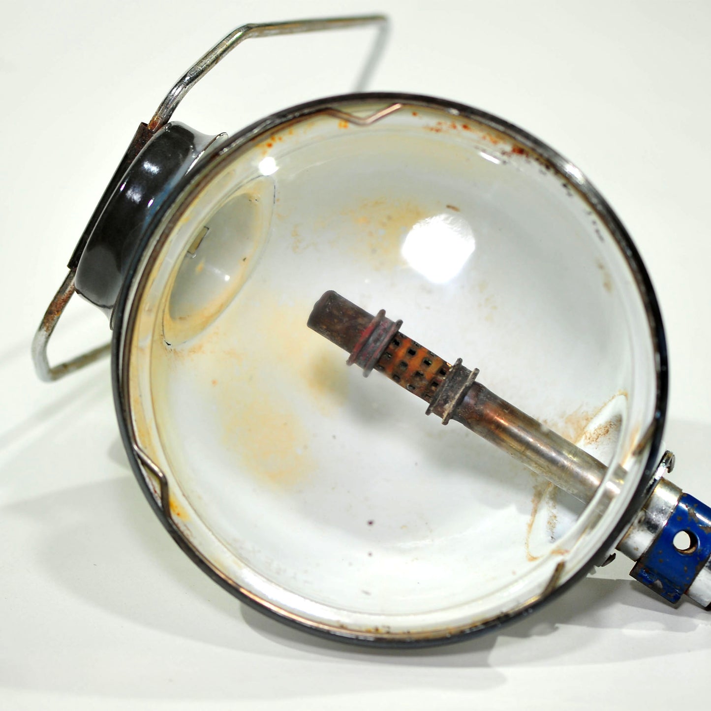 Vintage Cadac Fisherman's Gas Lamp — Enamel, Glass Lens, 17cm