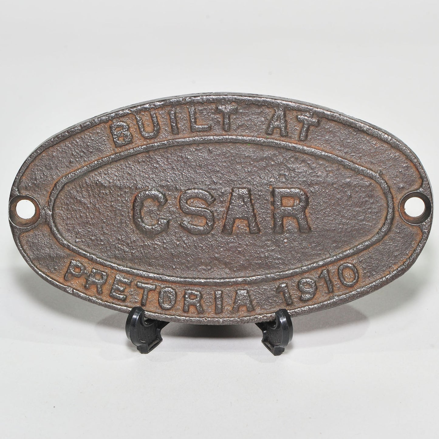 CSAR Builder's Plate — "Built at CSAR, Pretoria, 1910," Pre-Union Railway History