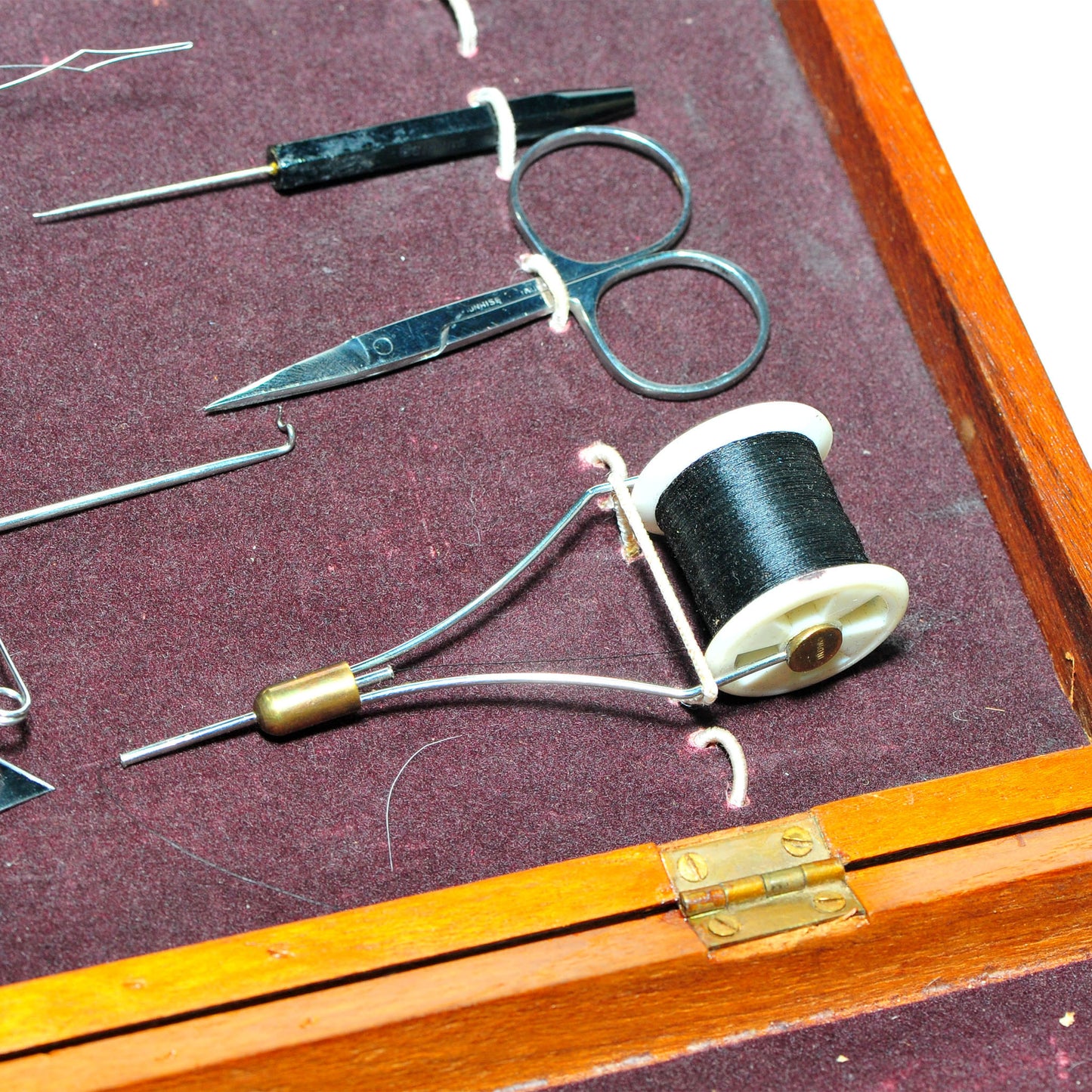 Vintage Sunrise India Fly Tying Tool Set in Fitted Wooden Box