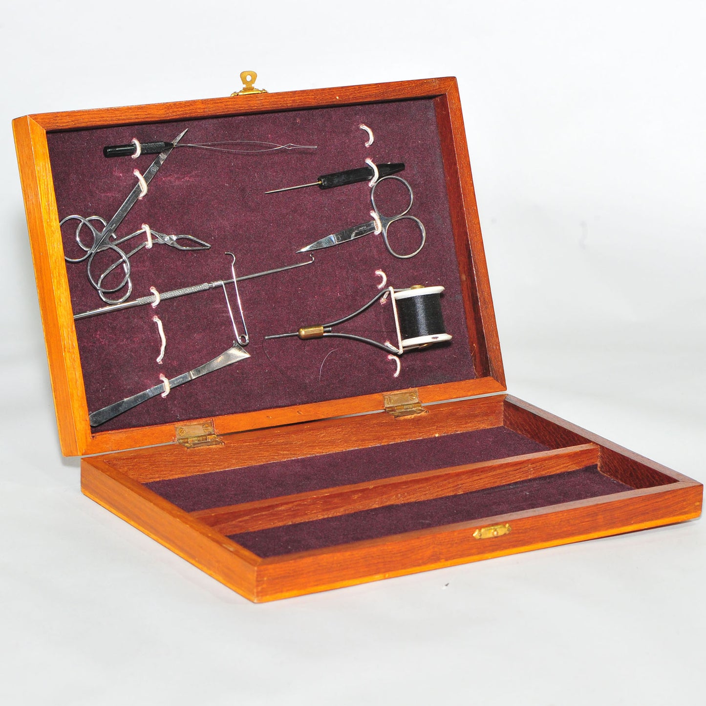 Vintage Sunrise India Fly Tying Tool Set in Fitted Wooden Box